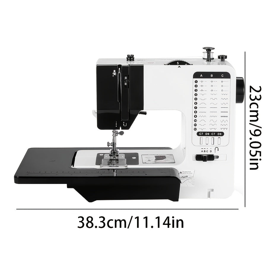 Portable European Regulation Sewing Machine with Foot Pedal for Beginners White