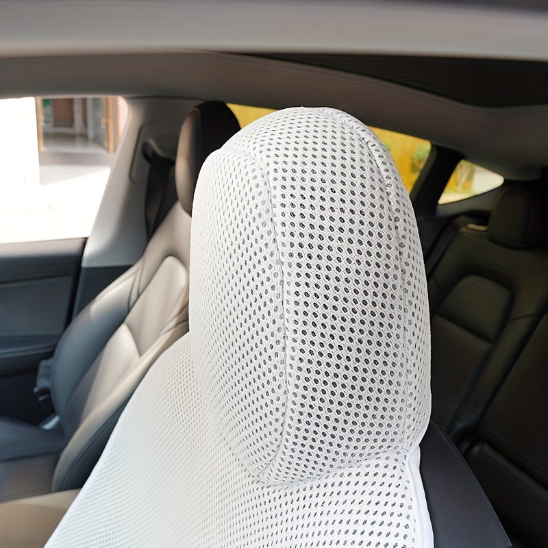 Funda de asiento delantero transpirable de seda de hielo para coche para verano blanco