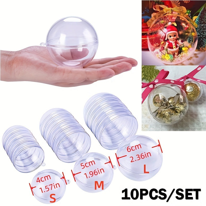 10 Clear Plastic Round Ball Christmas Tree Decorations for Party Wedding Home Decor