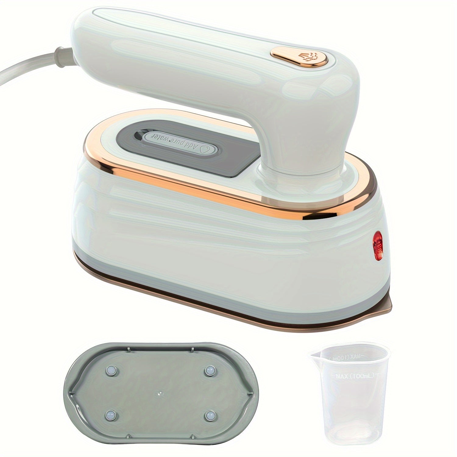 Plancha de ropa portátil en blanco y negro de 1200W, plancha de mano para ropa, ideal para hogar y viajes