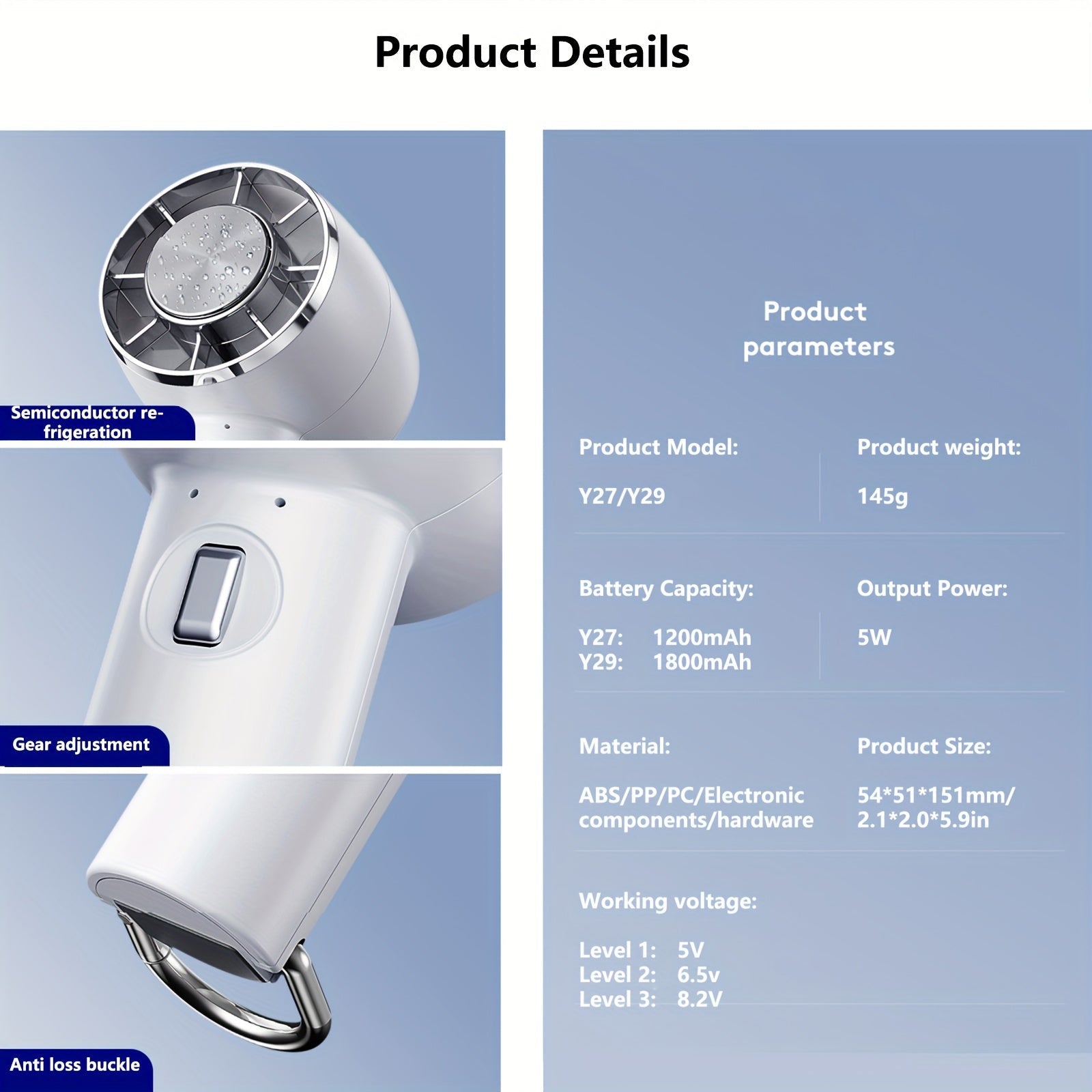 Портативный ручной вентилятор с охлаждающим компрессом из льда, USB-заряжаемый, носимый для использования внутри и снаружи