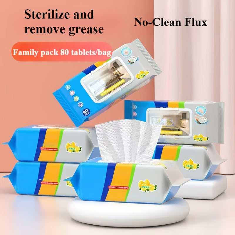 Contemporary Kitchen Wet Wipes Extra Strength Grease Oil Thick Non-Woven Fabric
