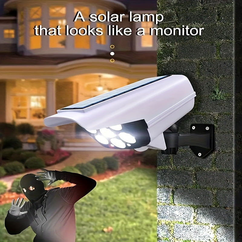 Solar-Powered Motion Sensor Street Light with LED and Fake Camera Outdoor Security Wall Light