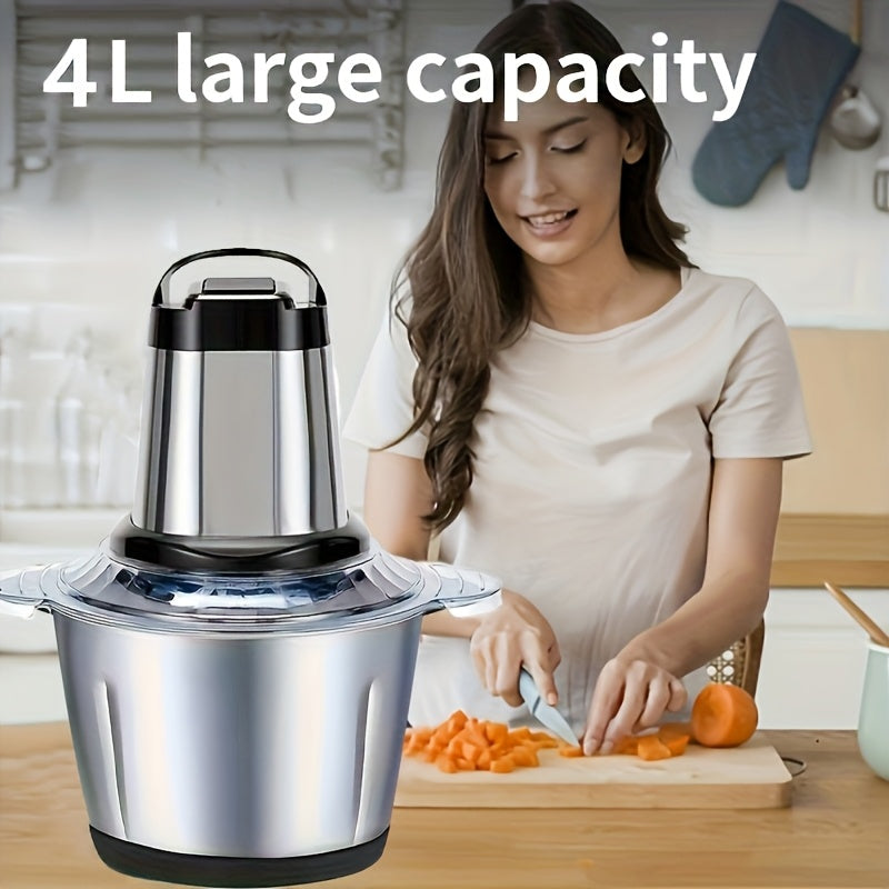 Large Capacity Meat and Vegetable Grinder 4L Commercial Mixer 3-Speed Stainless Steel