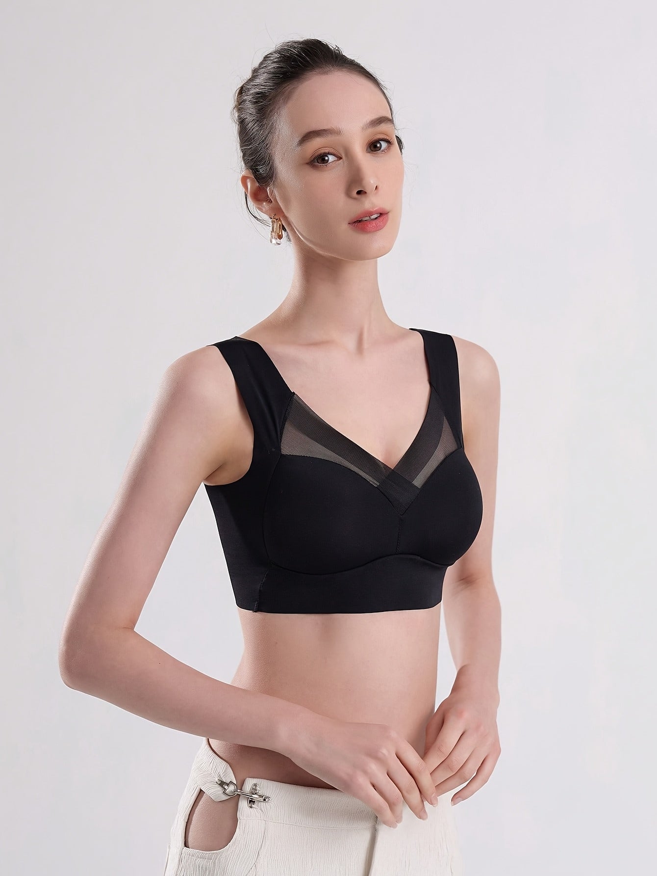 Plus Size Seamless Ice Silk Fiber Sports Bra Wire-Free Yoga Running Pack