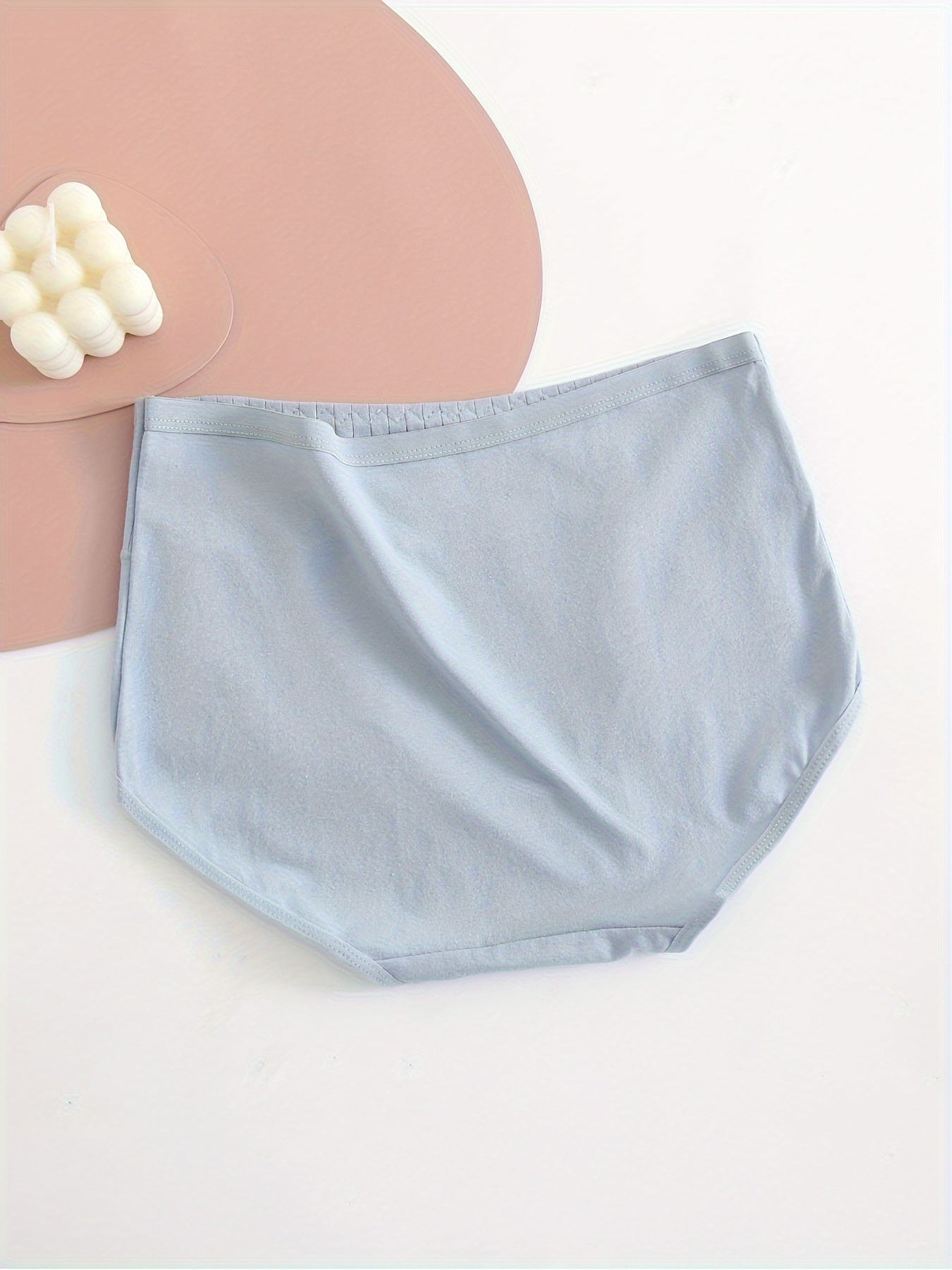 Pack de 4 braguitas de algodón para mujer, de tiro medio, colores sólidos, transpirables y cómodas