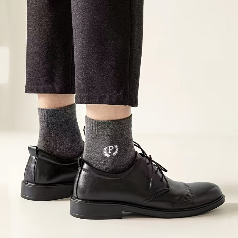 Мужские носки с алфавитным узором, 6 пар, дышащий трикотаж из полиэстера и спандекса, для всех сезонов