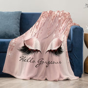 Pink Flannel Blanket Throw for Women Soft Cozy Gift for Girlfriend or Mother