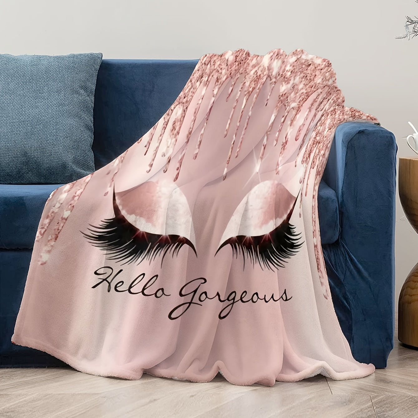 Pink Flannel Blanket Throw for Women Soft Cozy Gift for Girlfriend or Mother