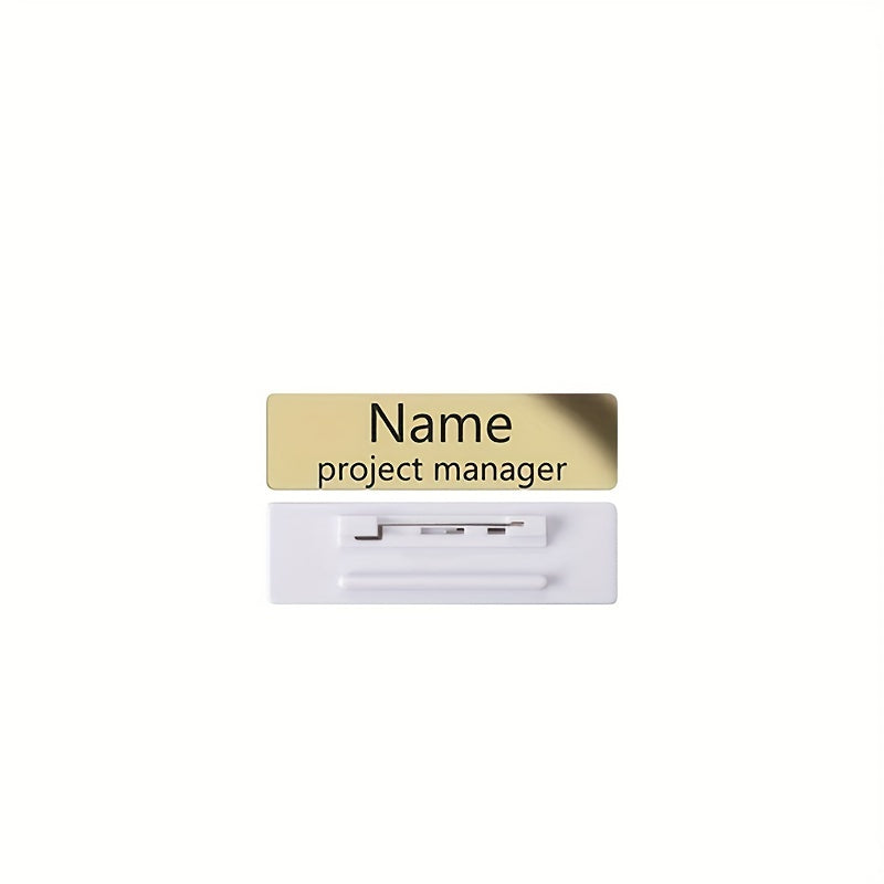 Personalized Name Badge with Magnetic Pin, Custom Engraved Job Title Tag