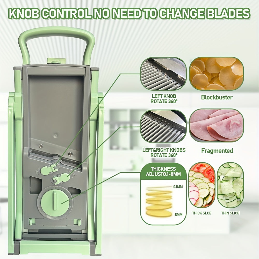 Adjustable Safety Vegetable Slicer with Stainless Steel Blade for Fruits and Vegetables