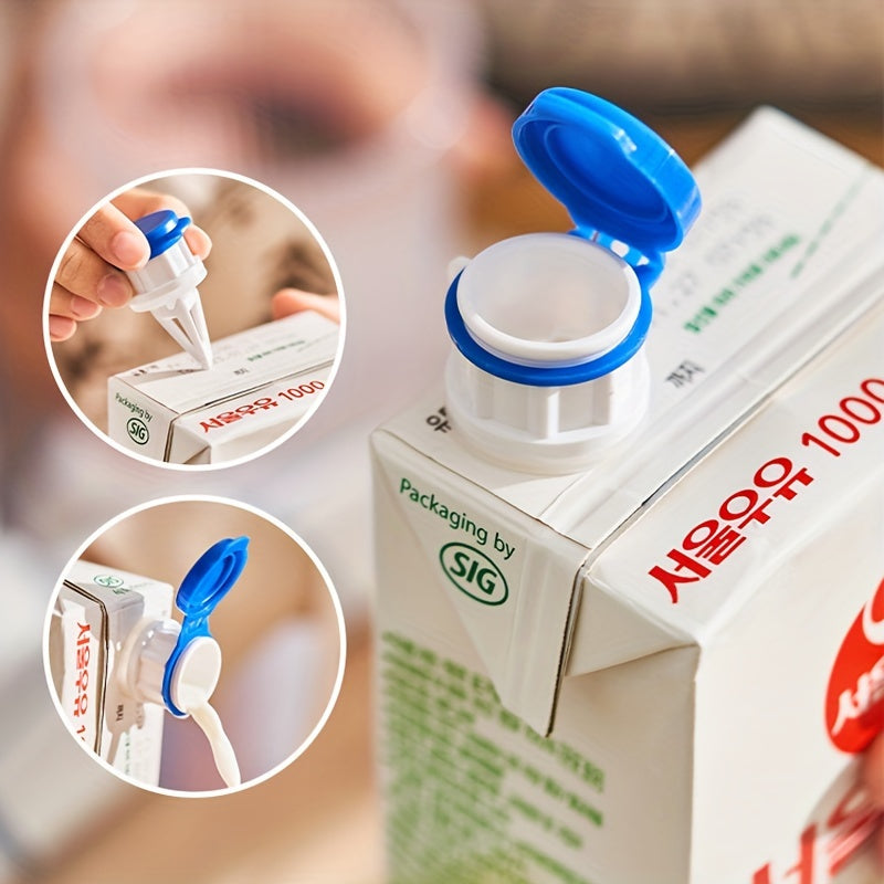 Dos piezas de boquillas vertedoras de leche a prueba de derrames con tapas para almacenamiento en la cocina