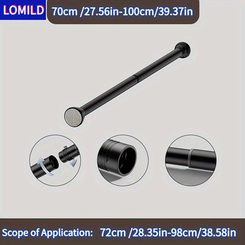 Stainless Steel Black Telescopic Rod for Shower Curtains and Drapes