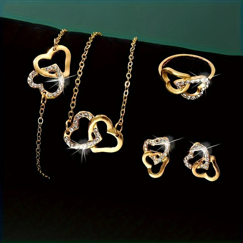 Women's Heart Jewelry Set 5-Piece Glass Alloy Boho Vacation Accessories