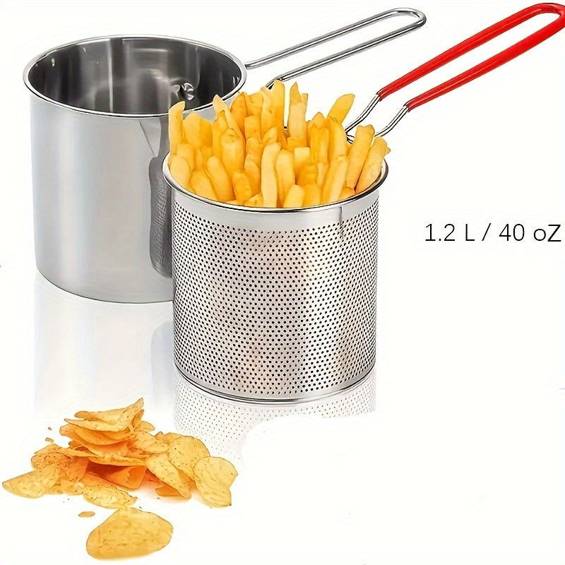 Filtr panjarasi bilan jihozlangan ixcham va foydalanish uchun qulay zanglamas po'latdan yasalgan chuqur fritöz, qovurilgan kartoshka chipsi, fransuz kartoshkasi, baliq va tovuq uchun ideal. Uyda pishirish uchun zarur.
