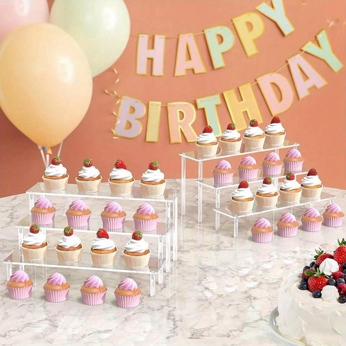 Clear Acrylic 4-Tier Storage Organizer Shelf for Kitchen, Office, and Crafts