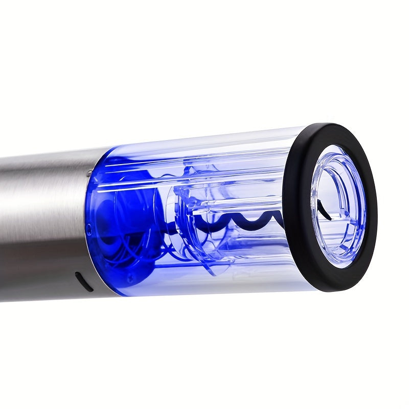 Stainless Steel Electric Wine Opener with Spiral Drill and Batteries 22cm