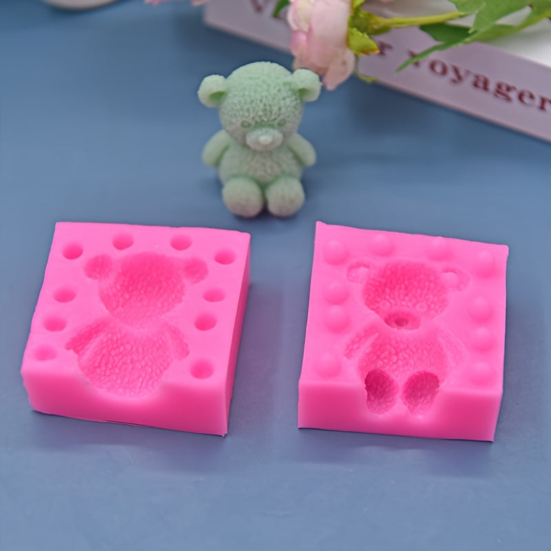 Silicone Mold Set 3D Bear Shape for Baking Chocolate Soap Candles