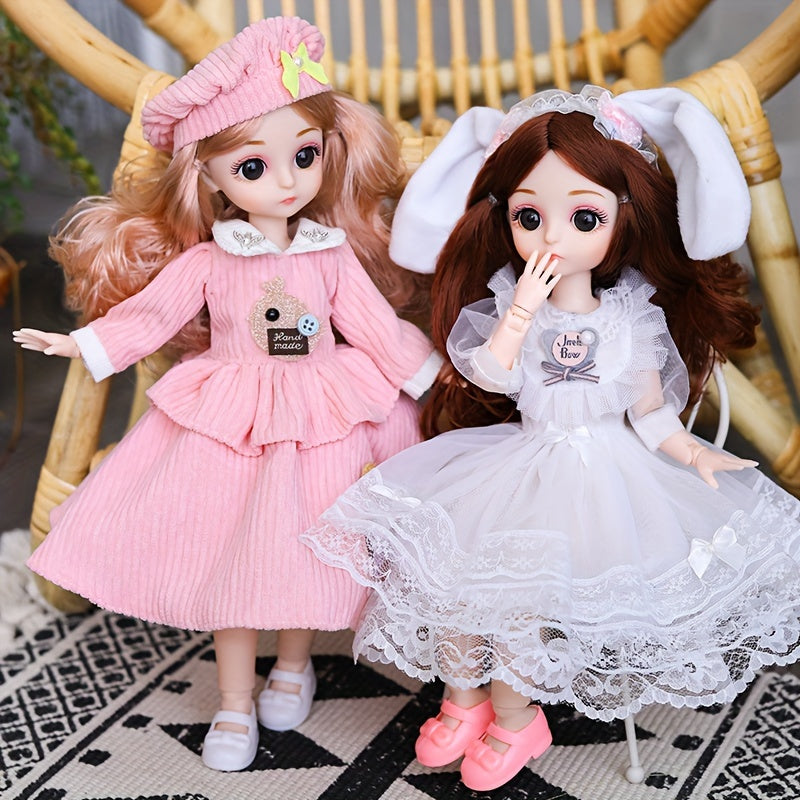 29.97cm Fashion Doll Set with Pink White Outfits for Girls Durable ABS Resin
