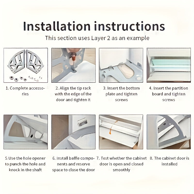 Extensor de cajón para zapatero de metal moderno, paquete de 2, acabado cepillado, marco abatible de 3 niveles