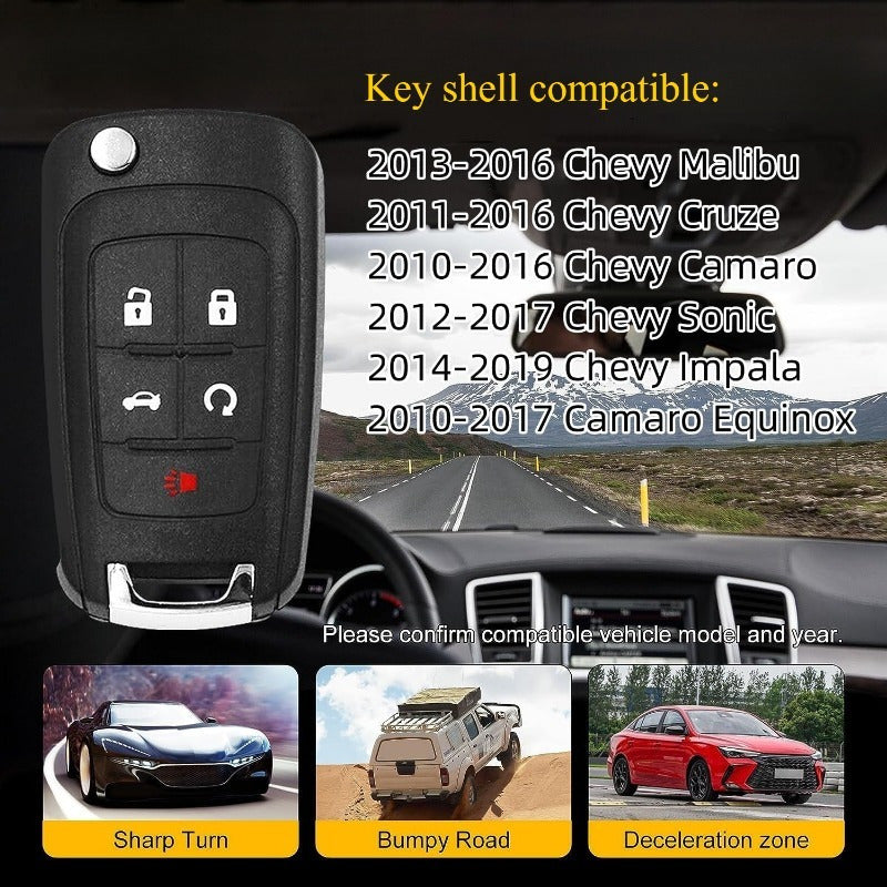 Car Key Shell Replacement ABS 5-Button Flip Key Durable and Easy to Install