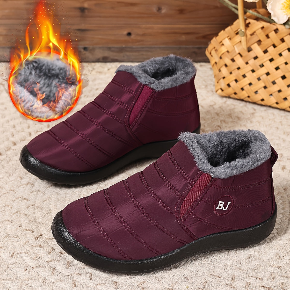 Женские зимние снегоступы с флисовой подкладкой, без шнурков, с противоскользящей подошвой из EVA