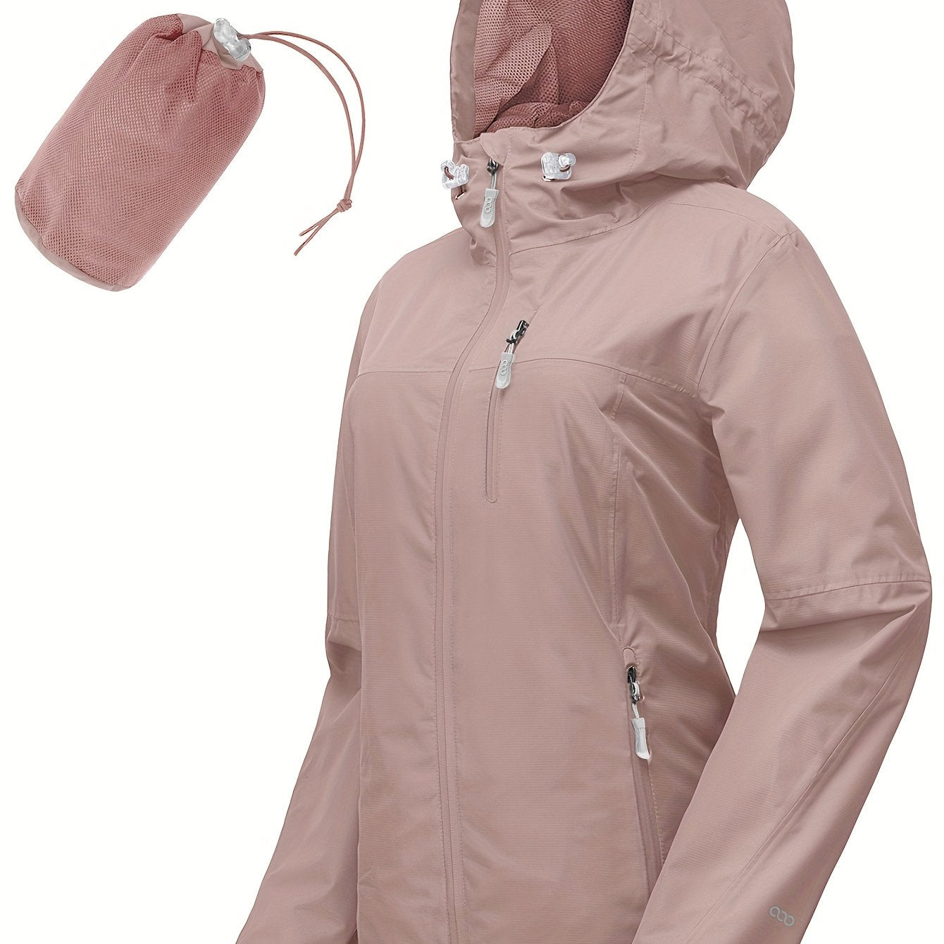Women's Packable Lightweight Windbreaker Jacket with Hood and Inner Pocket