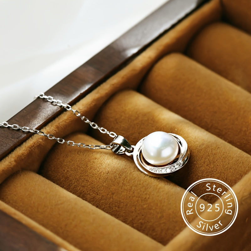 Women's Freshwater Pearl Necklace Silver S925 Pendant Elegant Jewelry