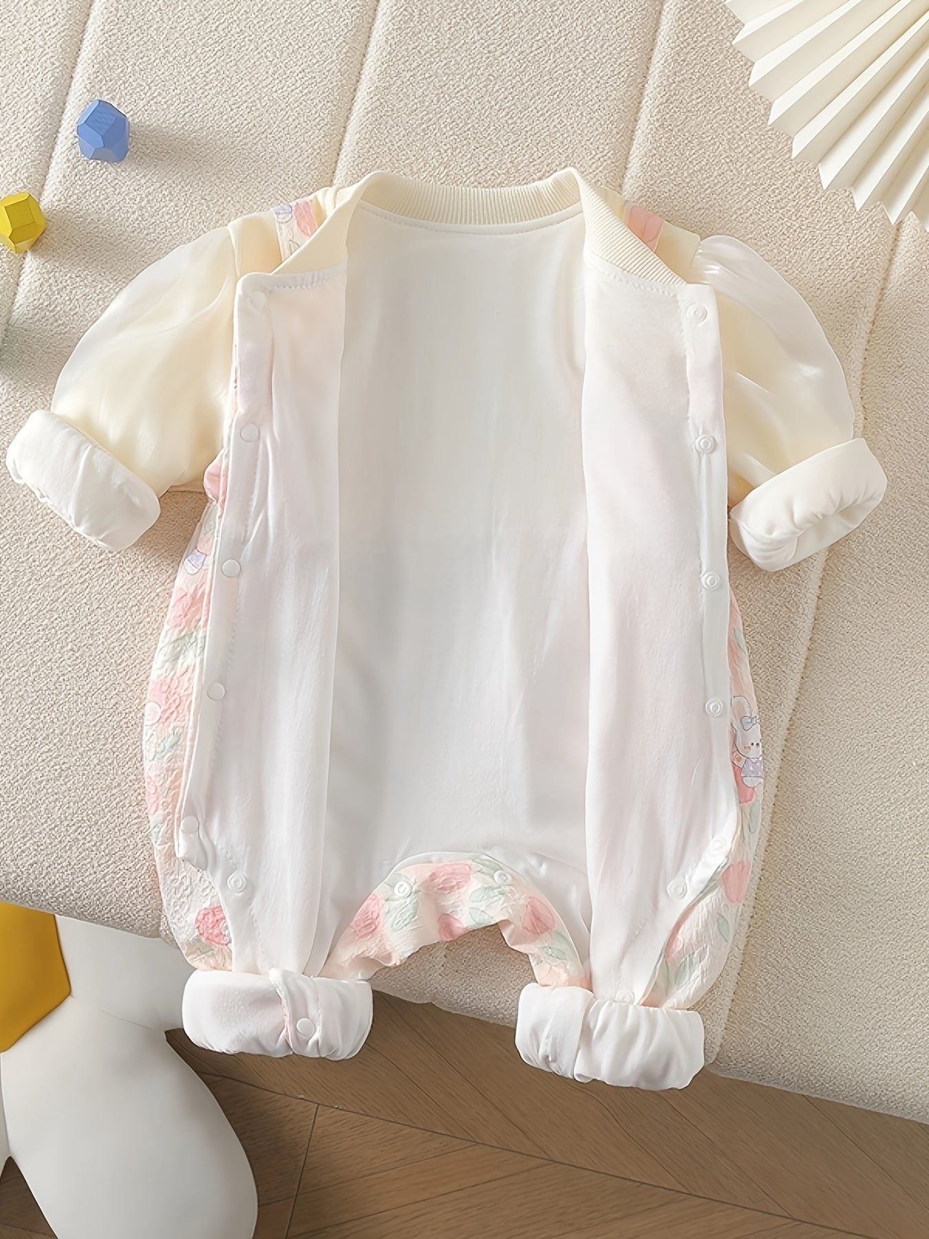 Baby Girl Dress Spring Fall Pearlescent Gauze Tulip Sleeve Cartoon Pattern