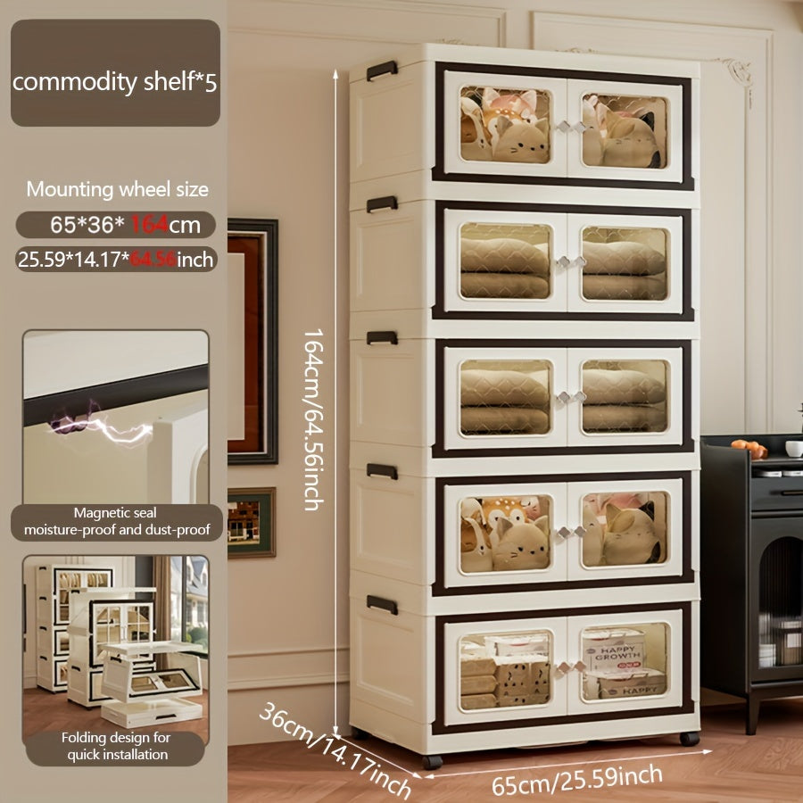 Armario de almacenamiento multifuncional de plástico con ruedas para dormitorio, cocina y baño