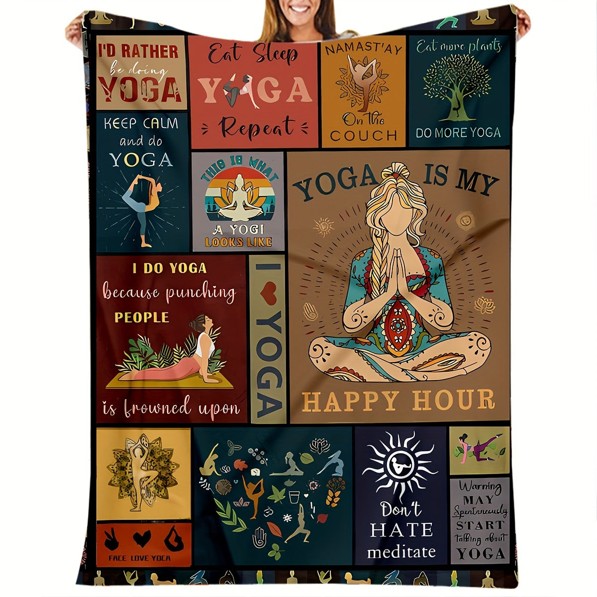 Flannel Throw Blanket for Allergies Cozy Yoga-Inspired Gift for Loved Ones