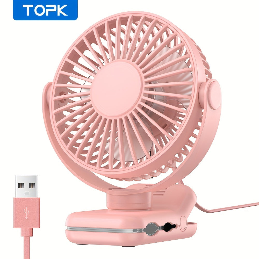 USB Clip Desk Fan with Brushless Motor Whisper-Quiet Strong Clamp Stylish Compact