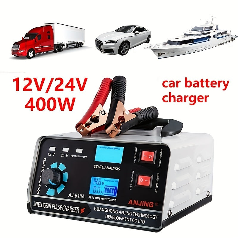 AU Plug Car Battery Charger for 12V 24V Lead Acid Lithium Batteries 400W