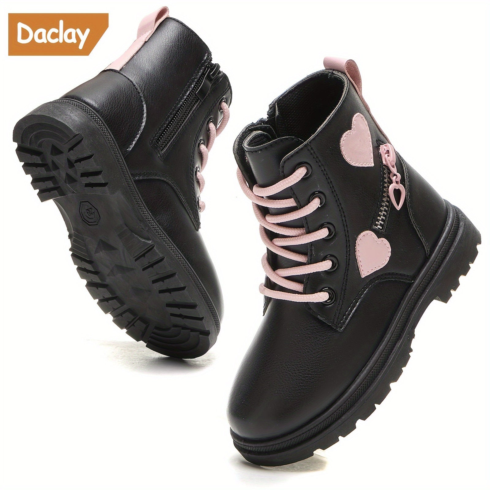 Girls Heart Pattern Casual Boots Lightweight Non-slip Fall Winter