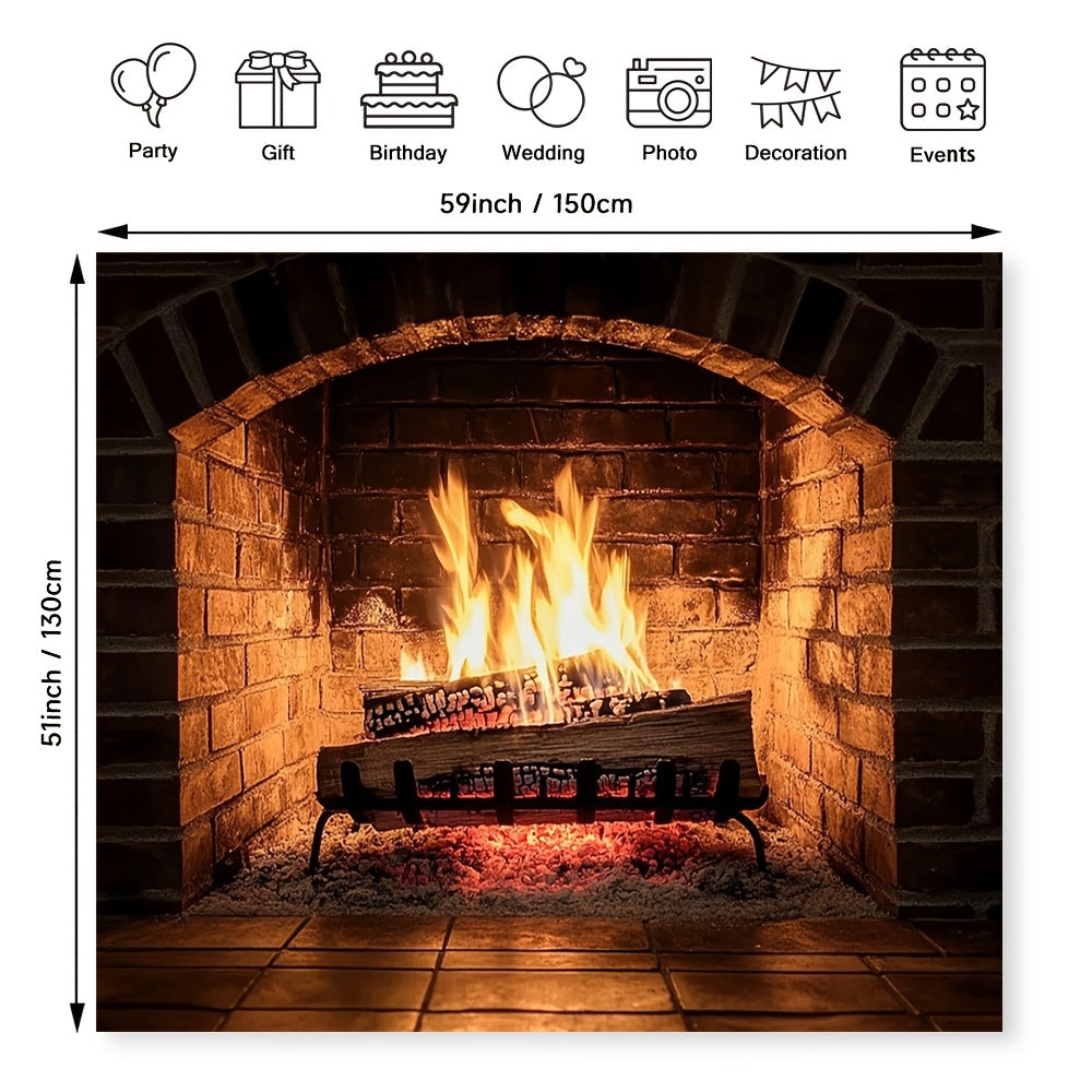 Elegant Polyester Fabric Backdrop for Living Room Fireplace Holiday Decor