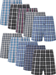 Men's Boxer Shorts 10 Pack Cotton Blend Elastic Waistband Casual Stripe Pattern