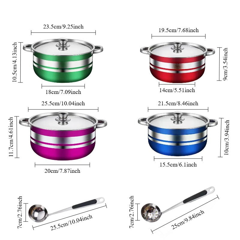 Stainless Steel Cookware Set 10 Pieces with Lids, Versatile Pots and Pans