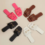 Women's Flat Slides Fashion Solid Color Open Toe Casual Summer Shoes