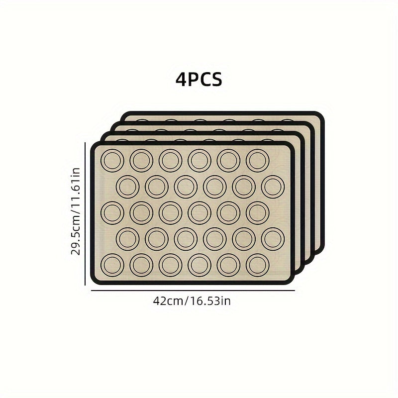 Silicone Baking Mats Set of 4 with Festive Designs for Cookies Macarons and Treats