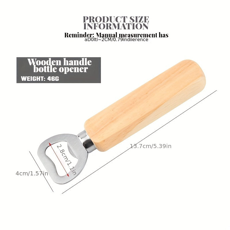 10pcs Stainless Steel Bottle Openers with Wooden Handles for Beer Wine Juice