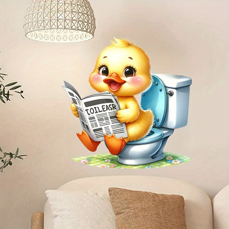 Cute Duckling Bathroom Decal Waterproof Self-Adhesive Animal Theme Square Reusable Decor