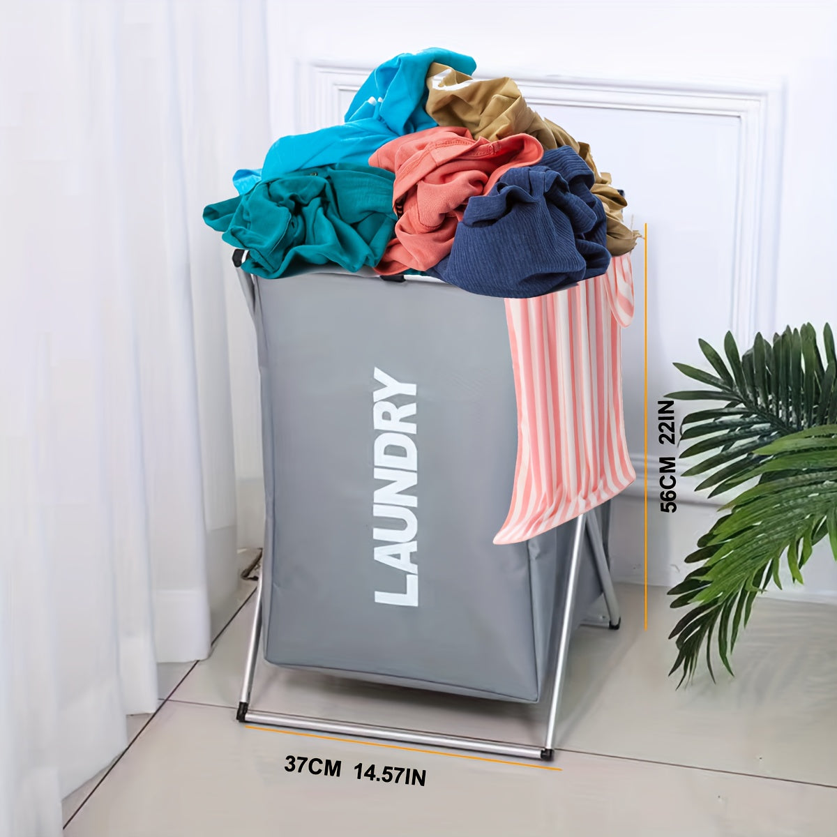 Large Capacity Foldable Laundry Hamper with 3 Sections Waterproof 19 Inch Tall Storage Basket