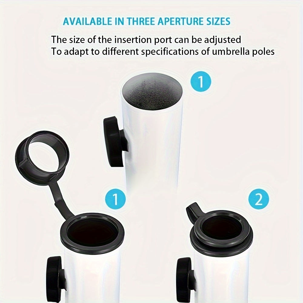 Portable White Plastic and Iron Patio Umbrella Base Stand Windproof Adjustable for Garden and Beach