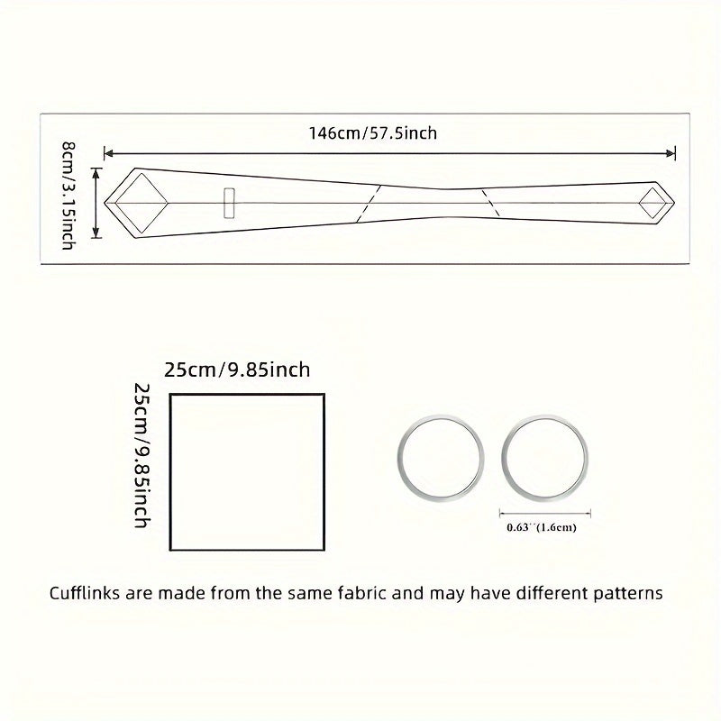 Men's Polyester Necktie Set with Woven Paisley Pattern and Matching Cufflinks for Business and Formal Wear