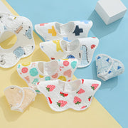 Set of 5 Soft Cotton Baby Bibs Waterproof Cartoon Designs for Feeding and Gifts