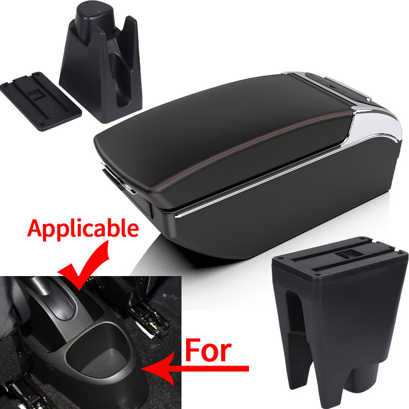 Подлокотник с кожаным чехлом черного цвета для малых автомобилей, ящик для хранения в центре консоли