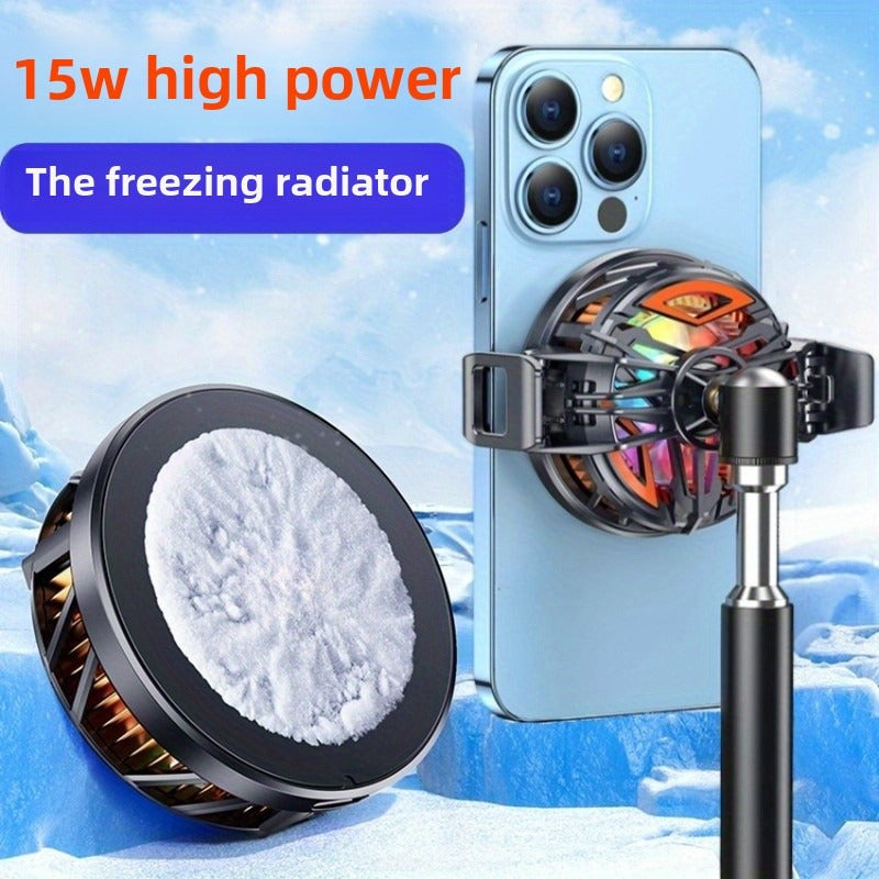 Compact USB-Powered Gaming Phone Cooler with Semiconductor Refrigeration and Magnetic Suction