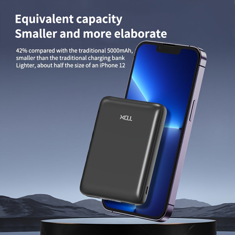 5000mAh Portable Power Bank with USB-C Dual Outputs for iPhone and Android