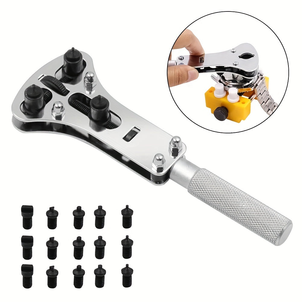 Adjustable Screw Back Wrench Watch Repair Tool with Watch Opener and Battery Remover