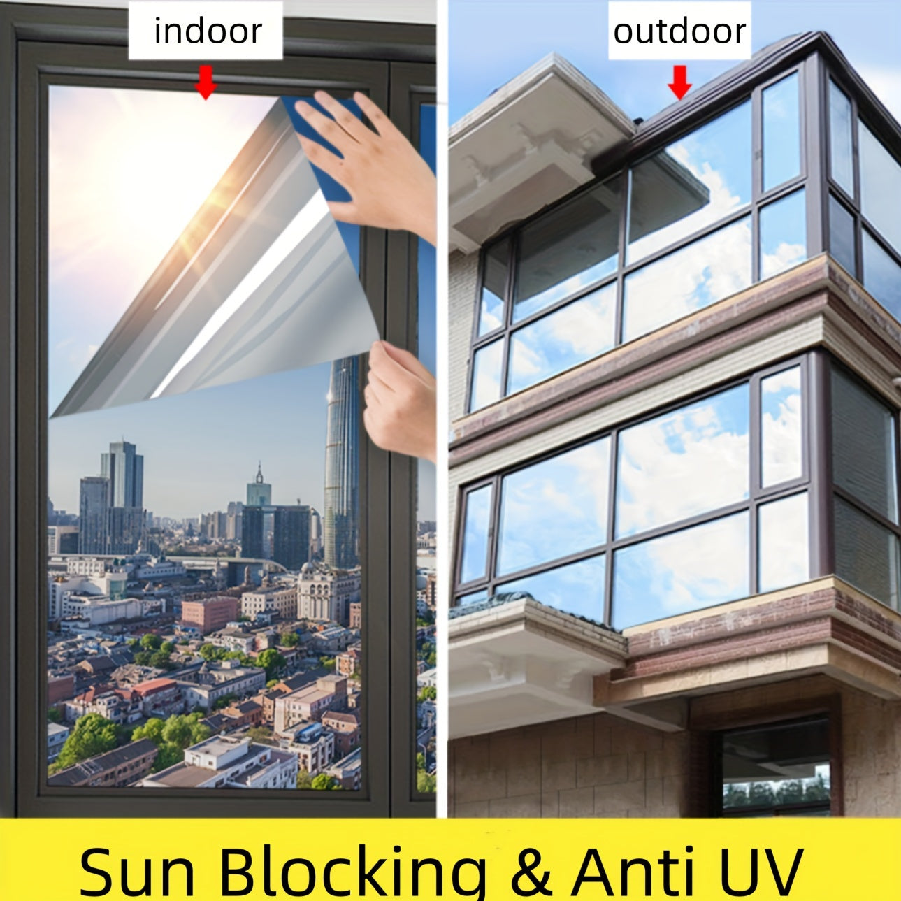 Silver Glass Insulation Film for Sunrooms Peel and Stick UV Blocking Window Film 3Mil Thickness
